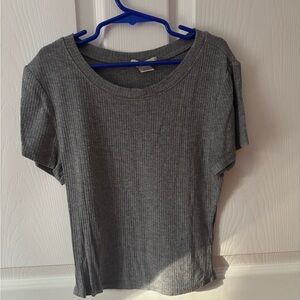 Gray Ribbed Baby Tee